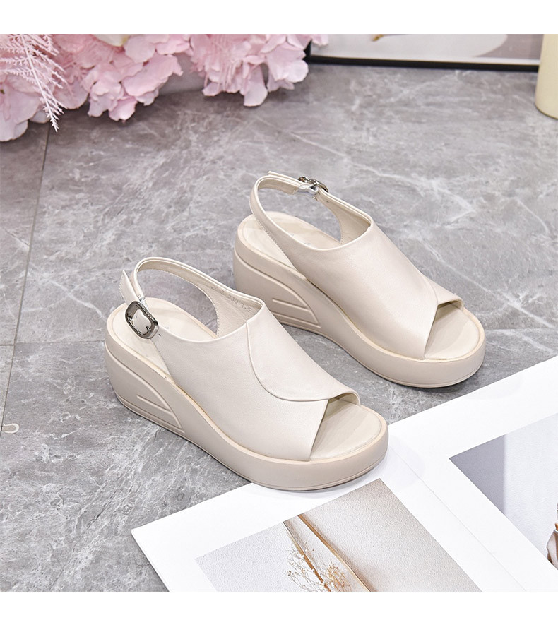 Sandal nữ đế xuồng da thật, đế mềm, quai đơn, hở mũi, gót cao 9 cm — Màu đen chi tiết 10