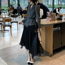2023春新款女裝 高級感氣質名媛小香風洋裝西裝外套+半身裙