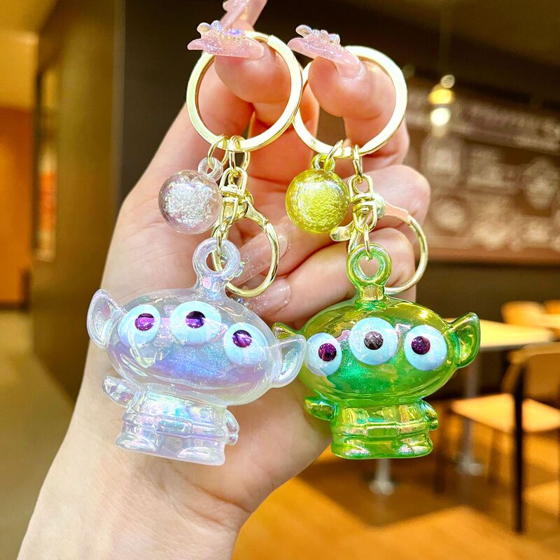 Miniso Three-Eyed Alien Pendant Acrylic Keychain Cute Little Monster Keychain Cartoon Backpack Pendant Wholesale