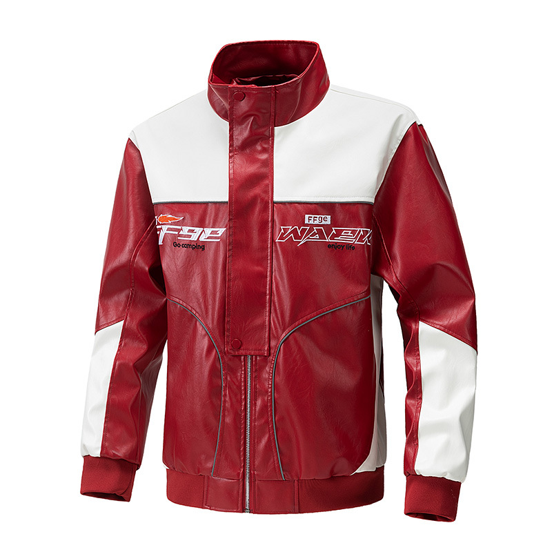 Chaqueta americana de cuero PU hombre chaqueta de hombre primavera y otoño nuevo cuello vertical chaqueta de motocicleta de tendencia universal chaqueta