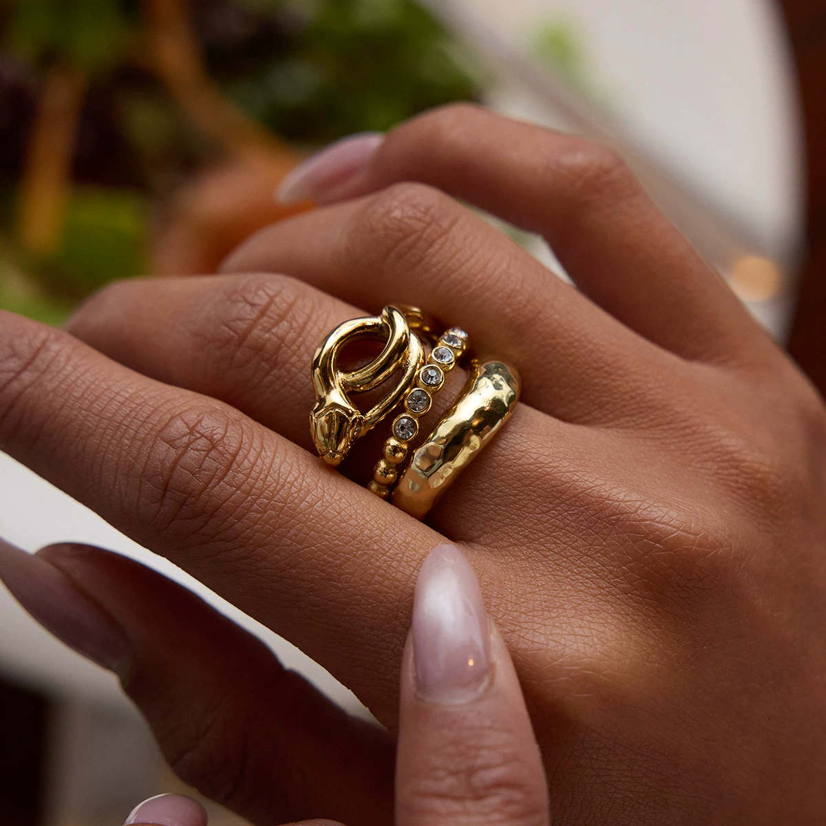 杰鼎 Genuine ring stainless steel, accessory, does not fade, light luxury style, high-quality style, (Cross-border trading)