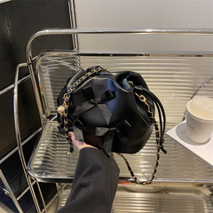 單肩小包包女2024新款時尚蝴蝶結鏈條包夏天洋氣垃圾袋斜跨腋下包