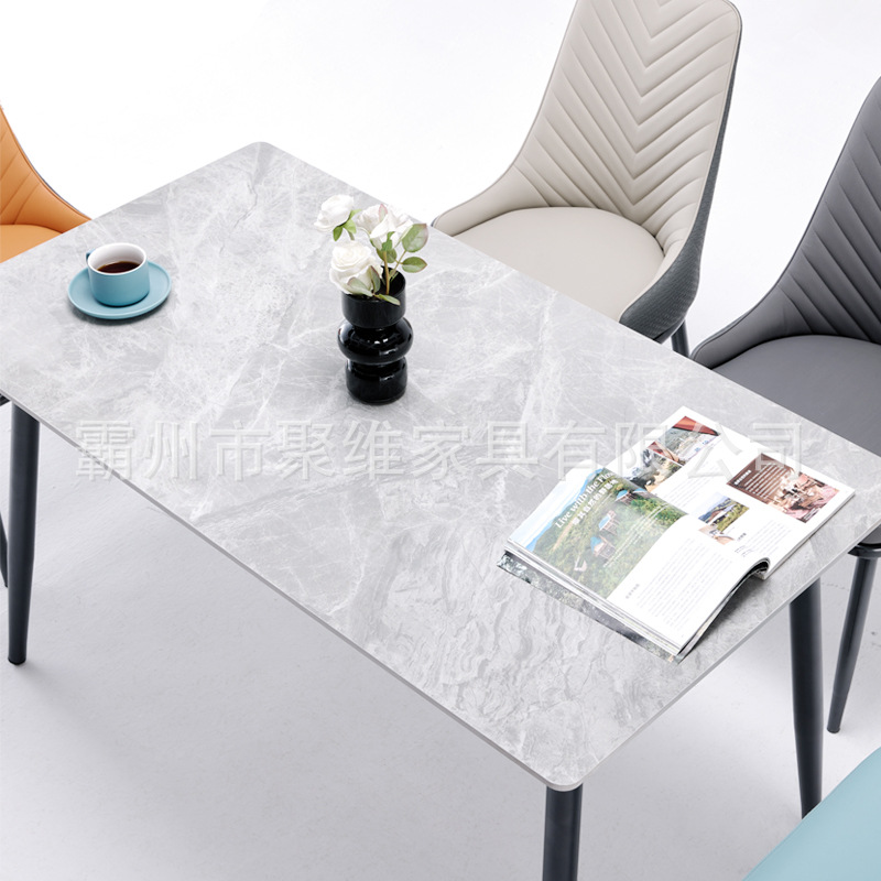 Mesa y silla de comedor de roca de lujo nórdica pequeña casa moderna simple y multi-tamaño rectangular fácil de cuidar mesa de comedor