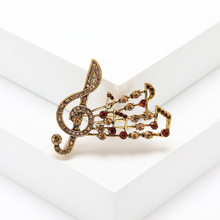 新款复古水钻音符胸针 百搭时尚领针胸花男女同款西装别针配饰品