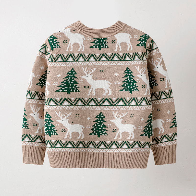 Autumn Winter Boys And Girls Baby Christmas Moose Sweater Children's Pullover Knitwear For Children_voghion.com