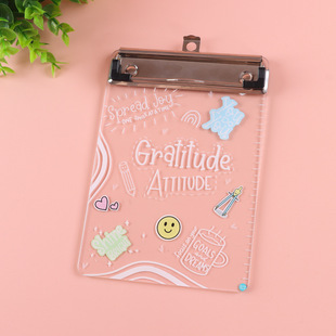 A4 Customized Transparent Acrylic Board Pad Hard Board Student Writing Pad Cartoon Test Paper File Storage Board Clip