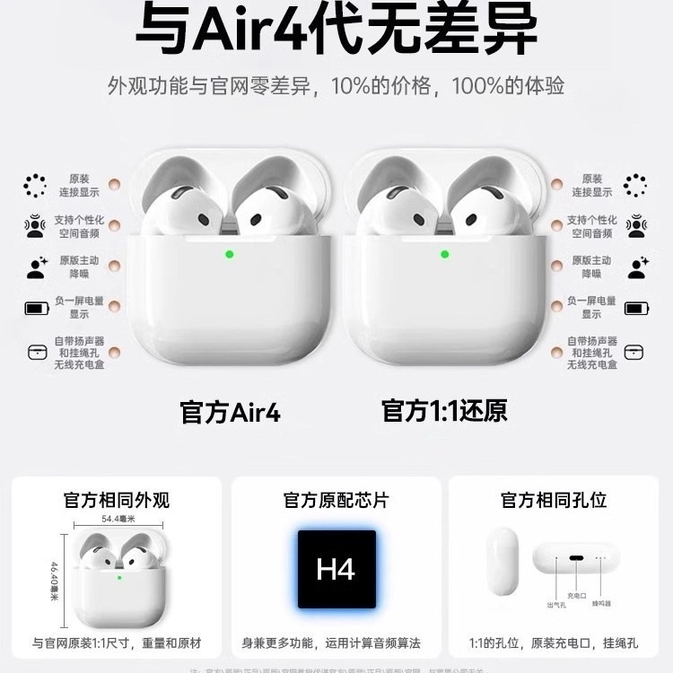 Huaqiangbei Bluetooth ヘッドセット Apple Air4 ノイズリダクション 2025 新しい第 4 世代高品質オリジナルに適しています|undefined