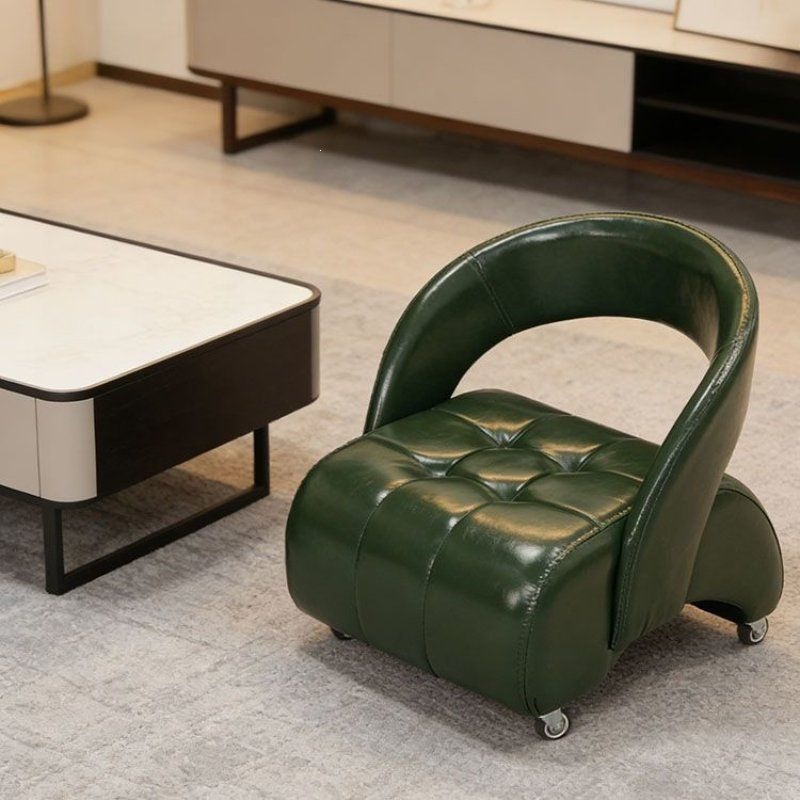 Light luxury low-back stool with swivel wheels and brakes, movable home-use low stool with casters, small sofa