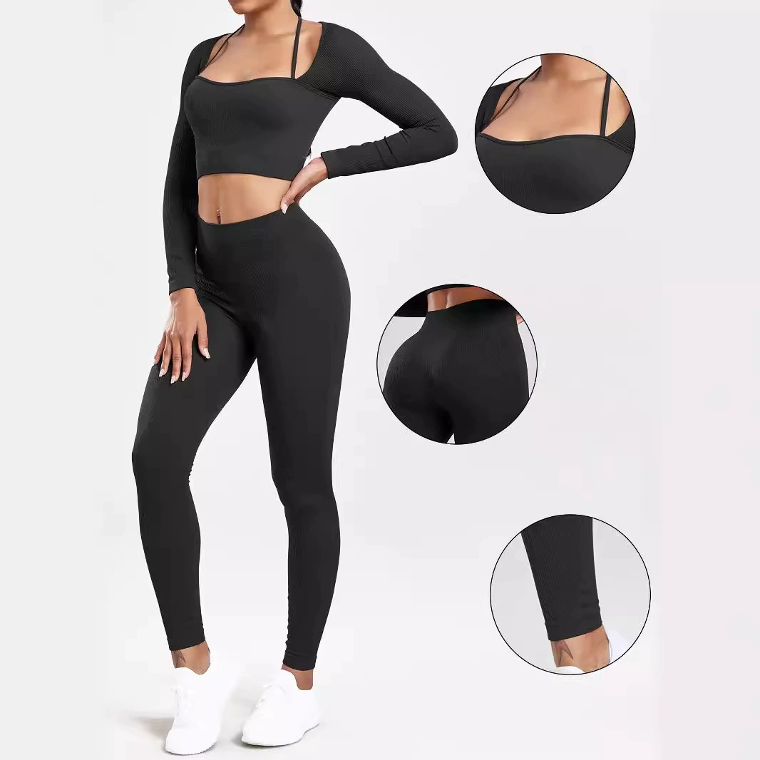 Облегающий бесшовный спортивный костюм для йоги в европейском и американском стиле, подтягивающий бедра, женский костюм для фитнеса