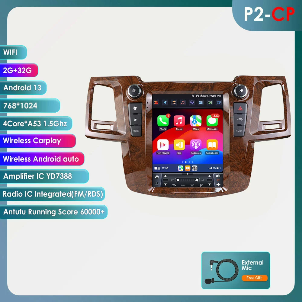 9.7 дюйма, подходит для Toyota Fortuner 2005–2014, вертикальный экран, Android большая экранная автомобильная навигация GPS