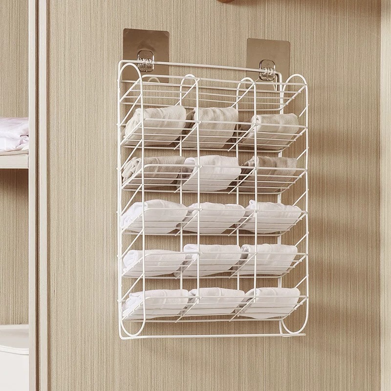 Sock storage rack, multi-compartment wardrobe cabinet, no-drill wall-mounted underwear storage rack, multifunctional dormitory hanging bag
