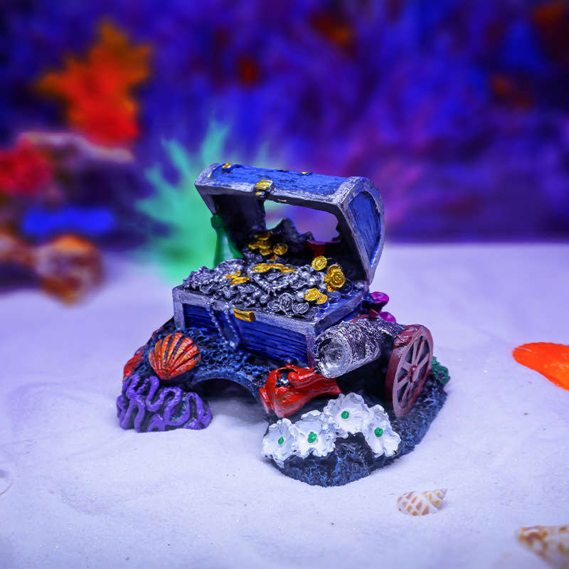 Decoración Popular para el Fondo del Acuario, Cofre del Tesoro de la Rana Cazadora de Tesoros, Adorno de Paisajismo para Acuarios, Nuevo Cofre del Tesoro de Coral