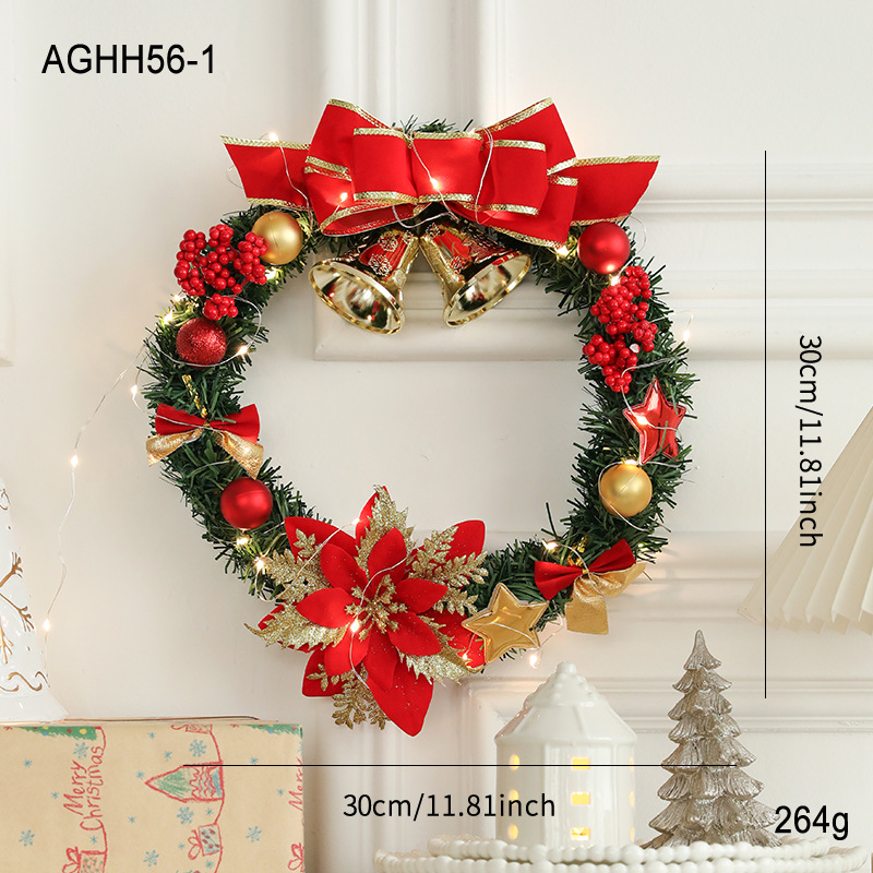 Nuevos productos transfronterizos 30CM decoraciones navideñas guirnaldas de pared colgando puerta colgando guirnaldas de caña ventanas de diseño mayorista