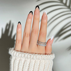 穿戴甲成品批發簡約黑白跳色法式穿戴甲美甲甲片批發nail的甲片