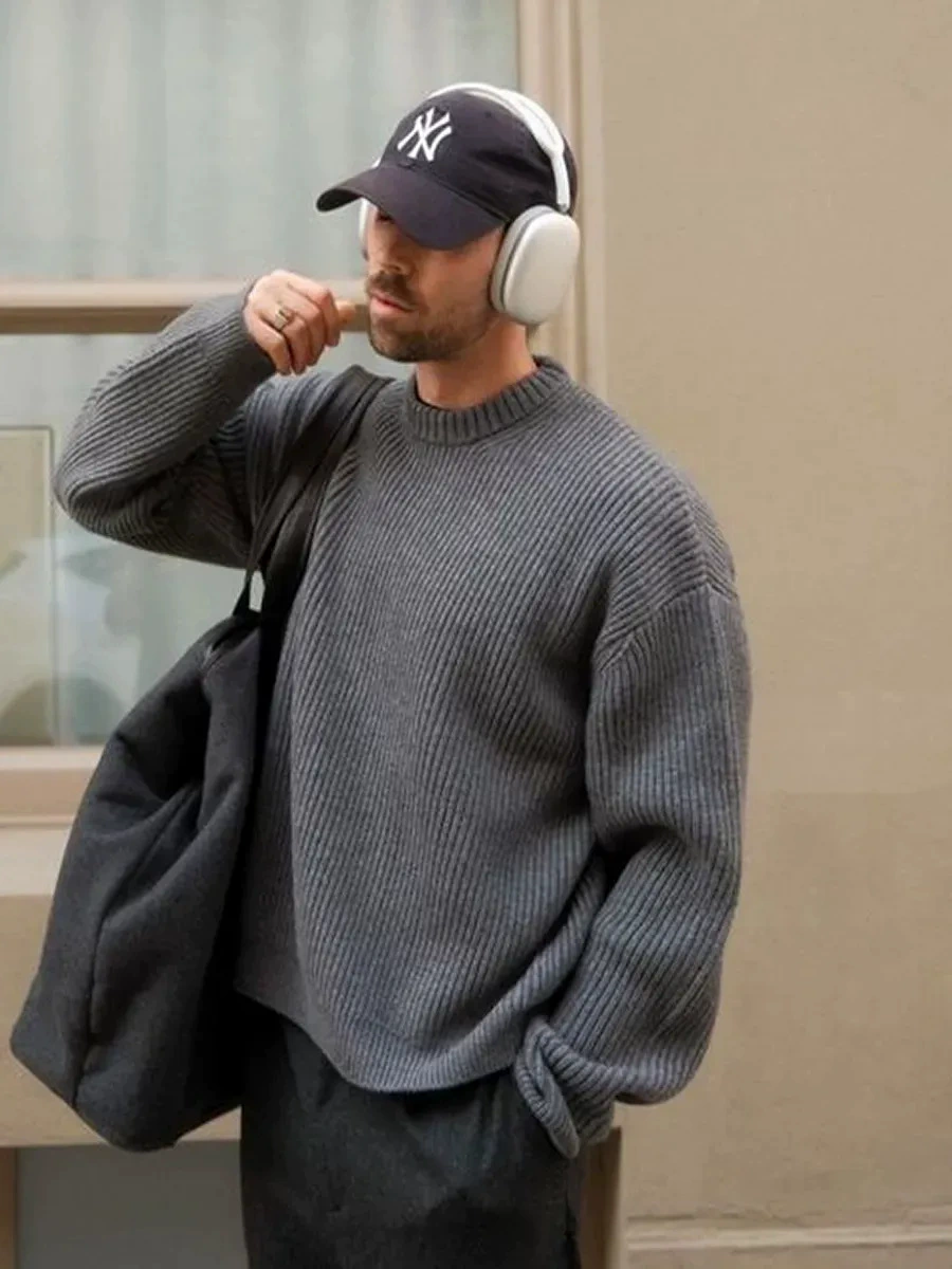 Свитер оверсайз вязаный crew neck loose knitted sweater для мужчин