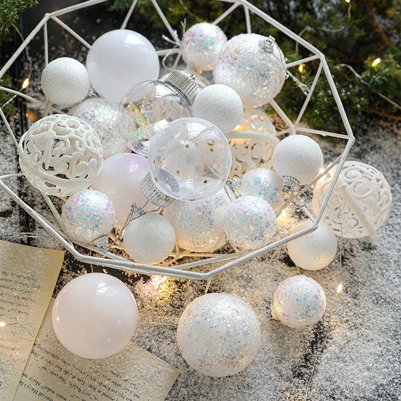 Cross-border colorful Christmas ball set transparent ball foam ball…