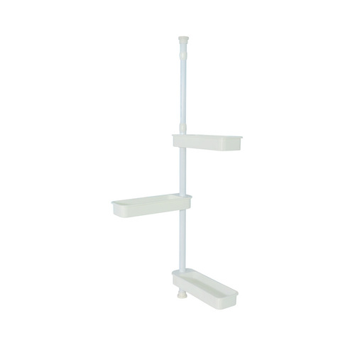 A ceiling-to-floor corner shelf for the kitchen that can be extended without drilling, a corner spice rack, and the manufacturer's code.