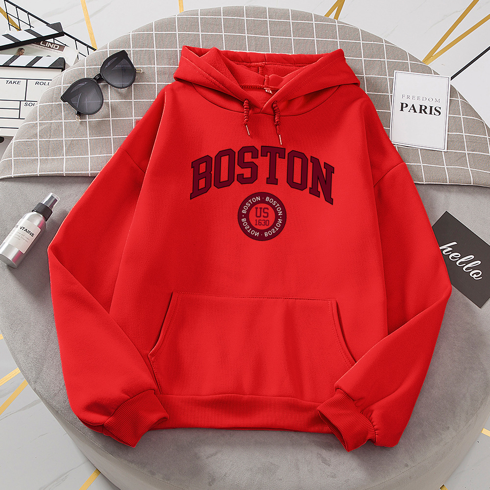 Boston City Us Founded In 1630 Hoodies Women Warm Comfortabl