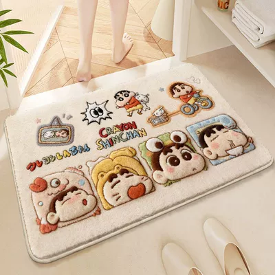 Cartoon Shin-Chan Bathroom Floor Mat, Bathroom Absorbent Mat, Non-Slip Carpet, Plush Decorative Foot Mat for the Toilet Door (Avtomobil döşəmə paspasları) - rong-xiaoxin-rides-a-bicycle-4060cm-imitation-cashmere