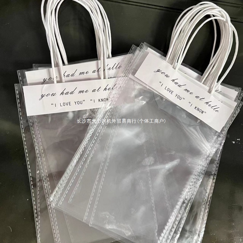 ins透明手提袋小号搞怪礼品袋饰品袋石膏娃娃手提袋伴手礼袋