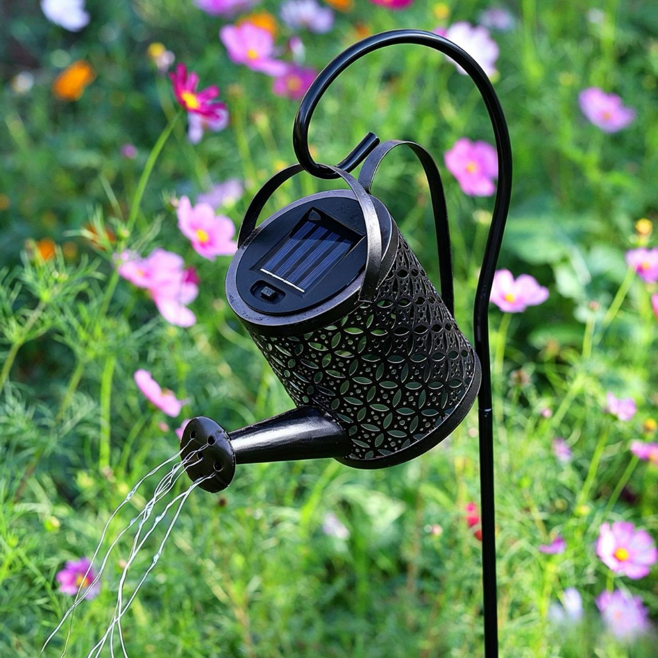 Lámparas solares de hervidor de agua al aire libre, impermeables y huecas, lámparas de césped insertadas en el suelo, lámparas de ducha de agua corriente, decoración del paisaje del jardín
