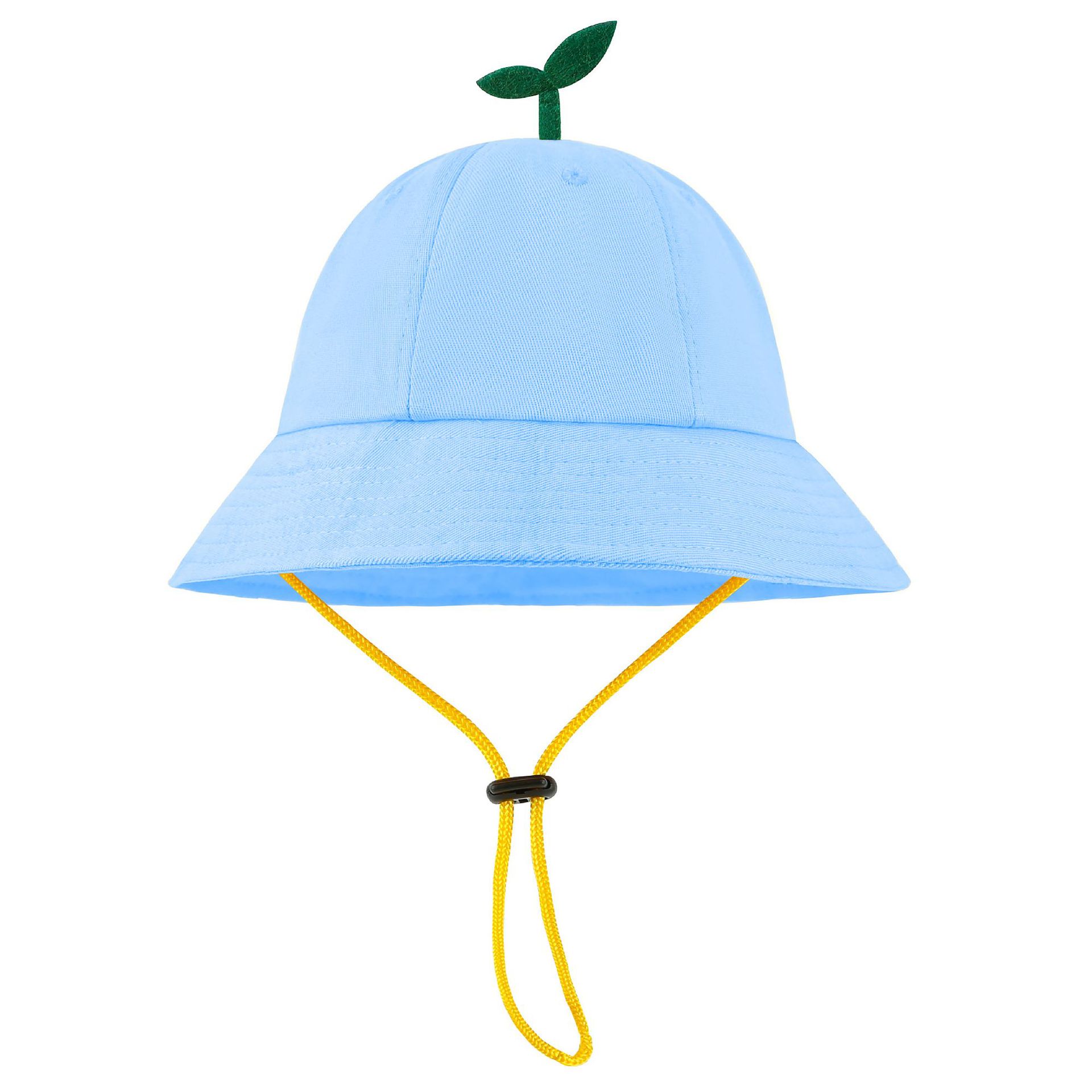 푸른 어린이 면 어부 모자 긴 잔디