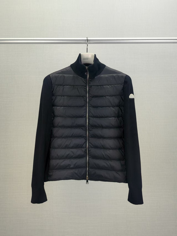 蒙家25ss M家新款纯色立领针织拼接拉链长袖羽绒服外套女款|undefined
