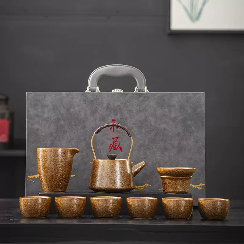 窑变仿古茶具套装送长辈礼盒轻奢高档一整套开业乔迁商务活动礼品
