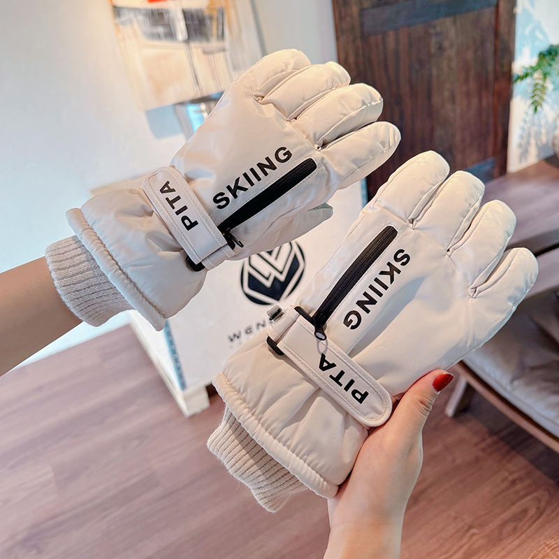 Guantes de invierno para hombre, frío y cálido, más terciopelo, batería de ciclismo al aire libre, parabrisas, antideslizante, guantes de nieve para mujer