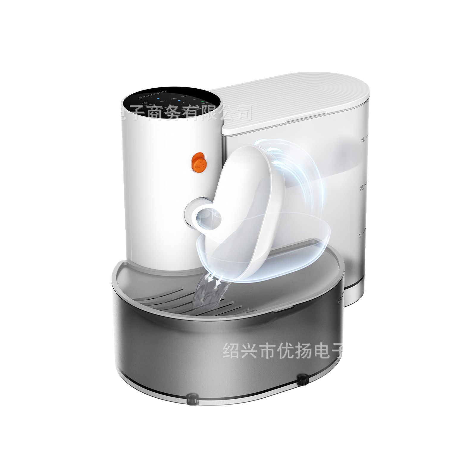 Bebedero de descarga gravitacional para mascotas Tazón de agua de acero inoxidable Tanque de agua limpio Tanque de aguas residuales Tazón de agua de plástico (solo accesorios)