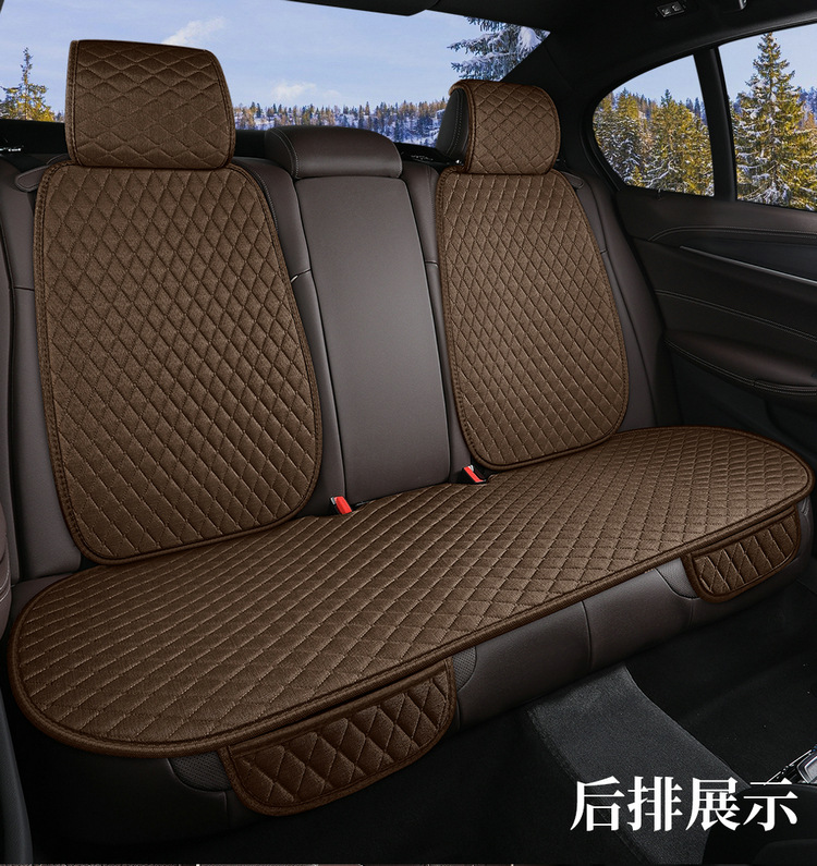 Summer Comfortable Linen Car Seat Cushion, Small Diamond-Shaped, No-Tie Breathable Three-Piece Set, Drop-Shipping Seat Cushion