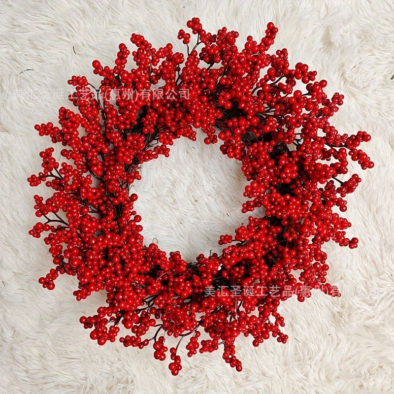 アマゾンの新しいクリスマスの赤い果実の花輪冬青ベリーの花輪クリスマスの装飾の置物の赤い泡|undefined