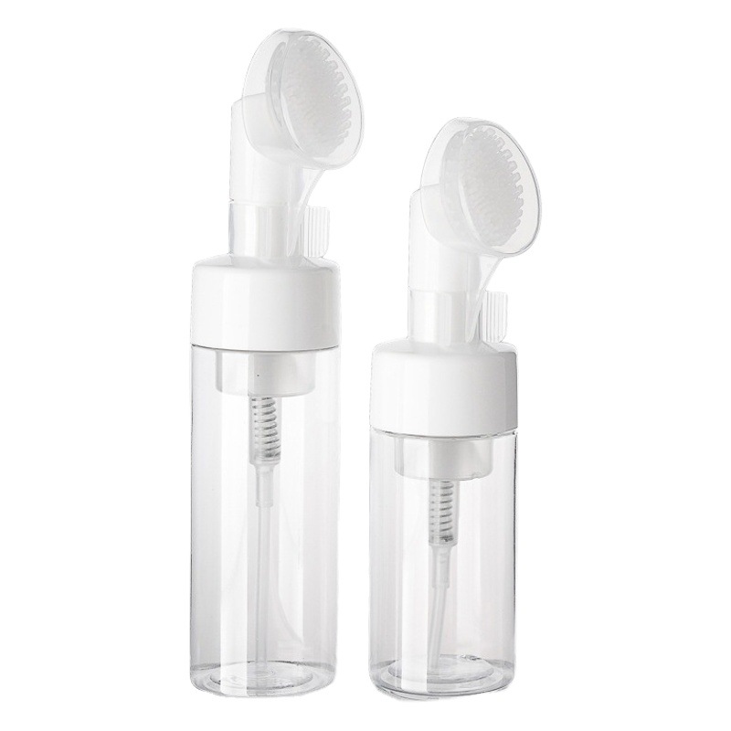 Botella de espuma PET blanca esmerilada de 42 dientes y 100-250 ml con cabezal de silicona para dispensar mousse limpiador facial y desinfectante de manos.
