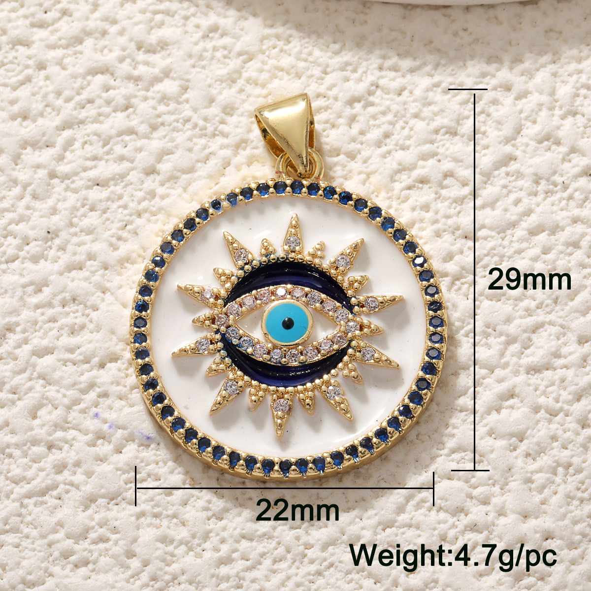 5g Weight Pendant Jewelry Making Type 13.8*18mm Jewelry Making Size Zircon Inlay Material DIY Jewelry Accessories Classification 1 Piece Quantity Copper Material Eye Pattern Enamel, Inlay Design IG Style Style 1 Piece 13.8*18mm Copper Zircon Eye Pendant 5