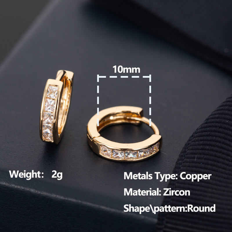 4g Weight 304 Stainless Steel Ear Needle Material 1 Pair Casual Elegant Geometric Copper Zircon Hoop Earrings