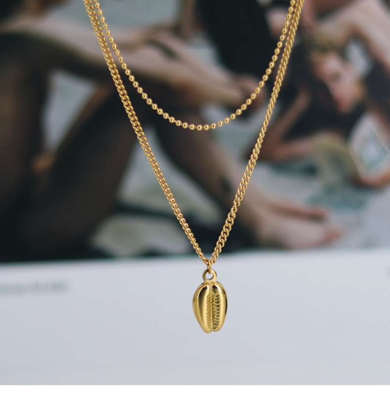 Fashion Shell Titanium Steel Plating Layered Necklaces 1 Piece