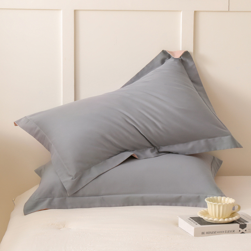A clase 100S de color sólido algodón molido una sola funda de almohada de algodón de otoño y invierno doble funda de almohada gruesa funda de almohada