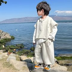 男児スーツ秋服2025新作子供秋洋気衛衣二点セット男の子春秋モデルファッションクール服