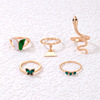 Ring with butterfly, resin, set, European style, suitable for import, new collection