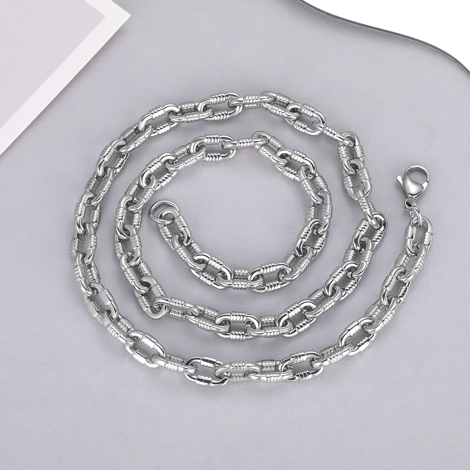 Vintage Style Titanium Steel Geometric Plating Men's Bracelets Necklace display picture 2