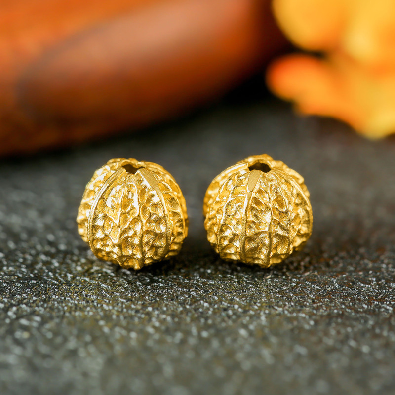 S925 Silver Plated Ancient Gold Walnut Beads Beads Accessories DIY Fashion Light Luxury Seiko Beads Accessories
