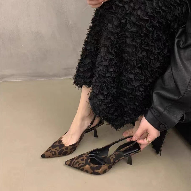 French Fairy Leopard Pointed High Heels 2025 New Sexy Royal Sister Style Temperament Thin Heel Toe Sandals French Fairy Leopard Pointed High Heels 2025 New Sexy Royal Sister Style Temperament Thin Heel Toe Sandals