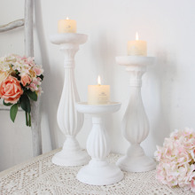 白色套三烛台复古木质白胚装饰摆件素坯民宿ins风摄影拍照道具