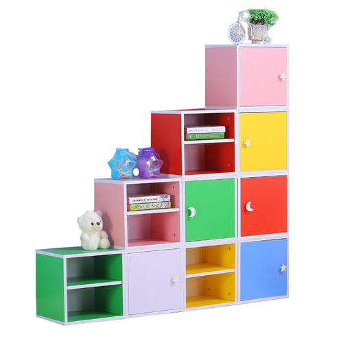 Simple modern single bookcase storage storage cabinet bookshelf free combination children's small bookcase wooden cabinet with door