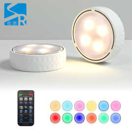 亚马逊爆款小面包橱柜灯暖光白光RGB色定时冰球灯无线摇控小夜灯