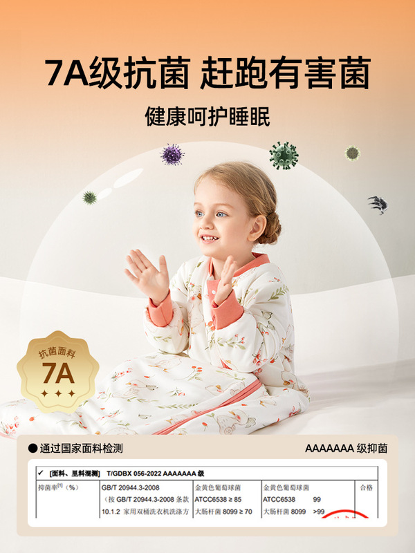 婧麒婴儿睡袋秋冬款竹棉恒温新生宝宝一体式防踢被四季通用防惊跳|undefined