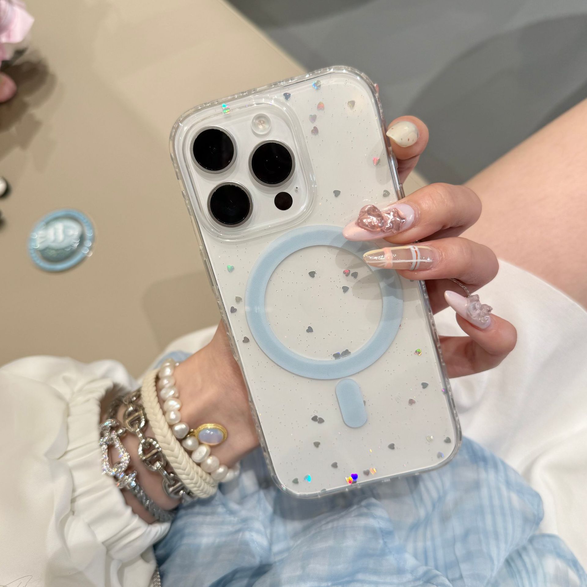 Pez de cristal de brillo simple para Apple 15ProMax funda para teléfono móvil 16Pro magnético 14/13 nuevo 16PM