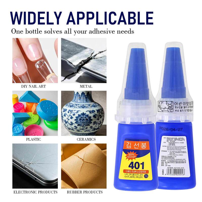 Korean-Style Nail Art 401 Instant-Dry Glue for Fake Nail Tips, Rhinestones, and Decorations, High Viscosity, Non-Whitening, Strong Adhesive