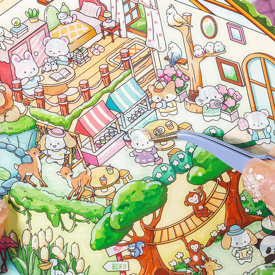 Sweet Dream Star Land 3D pegatinas de mascotas impermeables estereoscópicas para niños pegatinas de paisaje de dibujos animados escenas de tres capas