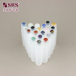 5ml white crystal red agate natural jade PP roller bottle portable massage hair growth liquid empty bottle packaging